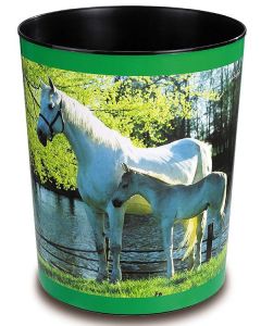 Photo 26658 LAUFER : Corbeille à papier - Chevaux blancs (Fournitures)