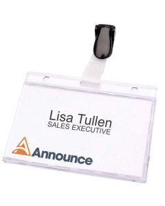 Photo lot de 25 Badges en PVC dur avec clip - 90 x 60 mm : PAVO