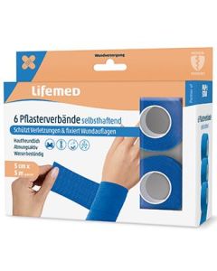 Photo Bandes adhésives élastiques - 50 mm x 5 m - Bleu LIFEMED