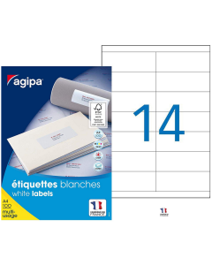 Photo Étiquettes adhésives blanches 105 x 39 mm AGIPA 119002