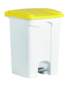 Photo Poubelle à pédale avec couvercle - 45 litres - Blanc/Jaune : HELIT H2402118