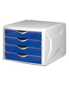 Photo Bloc de rangement - 4 tiroirs : HELIT Caméléon Blanc Blue Knight