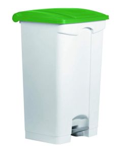 Photo Poubelle à roulettes avec couvercle - 90 litres - Blanc/Vert : HELIT H2402351 