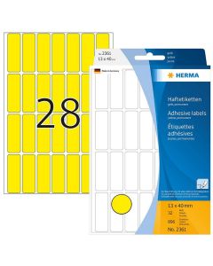 Photo Etiquettes adhésives - 13 x 40 mm - Jaune : HERMA 2361