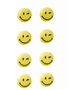 Photo Lot de 8 Aimants SMILEY 20 mm - Jaune et Noir : FRANKEN