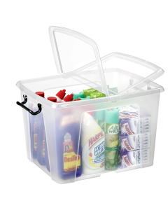 Photo Bac de rangement avec couvercle - 40 litres transparent HW674 CEP