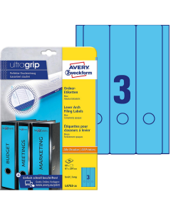 Photo Etiquettes Dos de classeur - 61 x 297 mm - Bleu AVERY