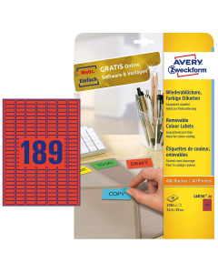 Photo Mini-Étiquettes - 25,4 x 10 mm - Rouge AVERY Lot de 3780