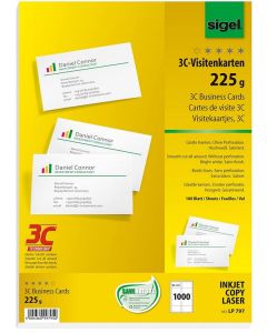 Cartes de visite 3C extra blanches - 225 g : SIGEL LP797