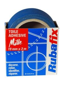 Photo RUBAFIX : Ruban adhésif  toile - Bleu - 19 mm x 3 m - 570200