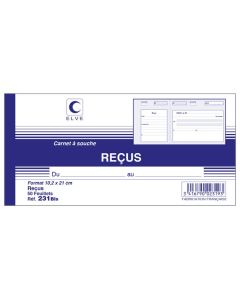 RECUS SANS TVA - Carnet  avec souche  ELVE 231bis