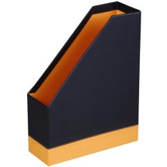 Porte-revues en simili cuir - Dos de 95 mm - Noir/Orange RHODIA
