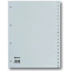 Jeu de 20 Intercalaires à chiffres en plastique - 226 x 297 mm : HETZEL