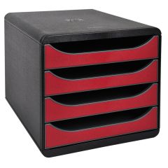 Caisson à 4 tiroirs - Big Box - Noir/Rouge Carmin : EXACOMPTA Iderama image