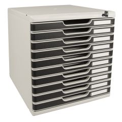 Module de rangement 10 tiroirs - Verrouillable - Modulo - Gris/Noir : EXACOMPTA Office image