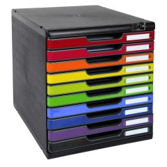 Module de rangement 10 tiroirs - Verrouillable - Modulo - Noir/Arlequin : EXACOMPTA Iderama image