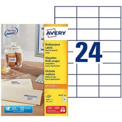 Étiquettes adhésives - 70 x 37 mm : AVERY 3474 Lot de 2400 Image