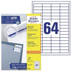 Étiquettes adhésives - 48,5 x 16,9 mm AVERY Ecologique Lot de 6400