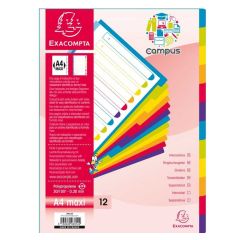 EXACOMPTA : Jeu de 12 intercalaires Campus 3812E 