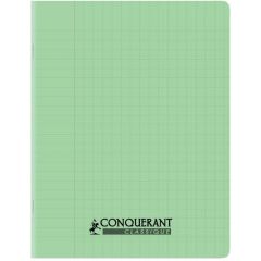 Cahier d'écolier - 96 pages Grands carreaux - 240 x 320 mm - Polypro Vert Pastel : CONQUERANT