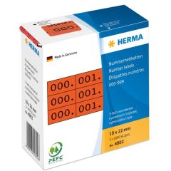 Etiquettes à triple numérotation - Noir Rouge HERMA 4802