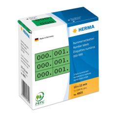Etiquettes à triple numérotation - Noir Vert HERMA 4805