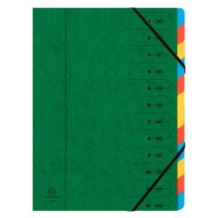 54123E EXACOMPTA : Trieur avec élastiques - 12 compartiments - Vert