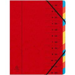 54125E EXACOMPTA : Trieur avec élastiques - 12 compartiments - Rouge photo