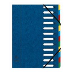 Trieur avec élastiques - Bleu - 12 compartiments EXACOMPTA
