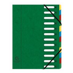 Trieur avec élastiques - Vert - 12 compartiments EXACOMPTA