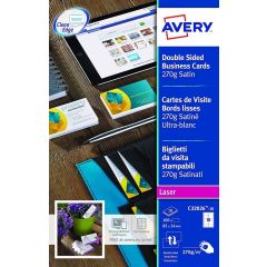 Cartes de Visite blanches - 270 g - 85 x 54 mm : AVERY Quick et Clean Premium Lot de 100 Image