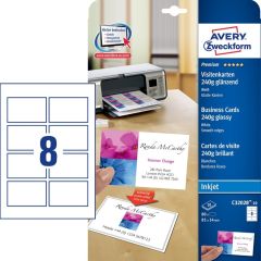 Cartes de Visite blanches - 250 g - 85 x 54 mm : AVERY Quick et Clean Premium Lot de 80 Image