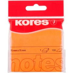 Notes adhésives - Orange néon - 75 x 75 mm : KORES Visuel