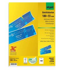 Carton pour impression de Billets d' Entrée - 180 x 55 mm - Blanc -SIGEL image