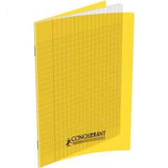 Photo Cahier Séyès / Grands carreaux Jaune - Polypro - 48 pages - 240 x 320 mm CONQUERANT
