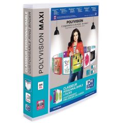 Photo Classeur personnalisable 4 anneaux - Dos 40 mm - Incolore OXFORD Polyvision Maxi