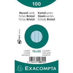 Photo Fiches Bristol lignées - 75 x 125 mm - Bleu Azur EXACOMPTA 10811X