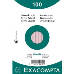 Photo Fiches Bristol lignées - 100 x 150 mm - Rose EXACOMPTA 10832X