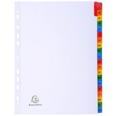 Photo Jeu de 20 Intercalaires alphabétiques avec touches couleurs renforcés - 225 x 297 mm - A4 EXACOMPTA Image