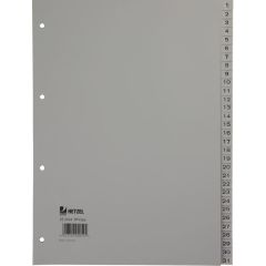 Photo HETZEL : Jeu de 31 intercalaires à chiffres en plastique - 226 x 297 mm