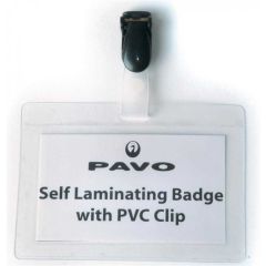 Badge plastifié avec clip - Ouverture par le bas - 90 x 54 mm PAVO