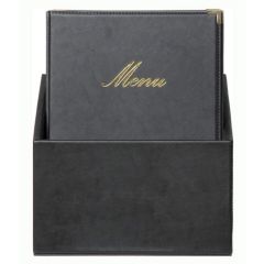 Photo Protège-menus dans une boîte de rangement  A4 cuir - Noir : CLASSIC image