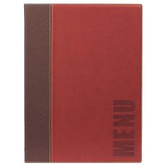 Photo Protège-menus A4 - Imitation cuir - Bordeaux : SECURIT Trendy