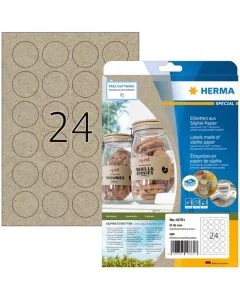 Étiquettes adhésives rondes - diamètre 40 mm - brun naturel HERMA Lot de 480 - photo