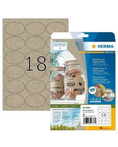 Étiquettes adhésives ovales - 63,5 x 42,3 mm - brun naturel HERMA Lot de 360 - photo