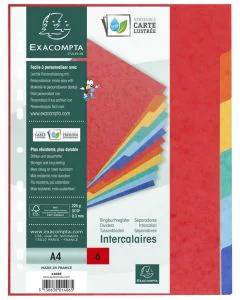 Jeu de 6 Intercalaires A4 en carte lustrée - Assortiment EXACOMPTA image