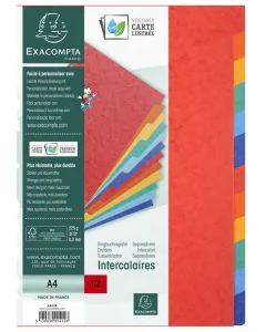 Jeu de 12 Intercalaires A4 en carte lustrée - Assortiment : EXACOMPTA Image