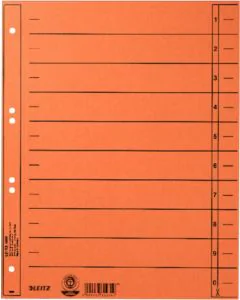 Photo Lot de 100 Intercalaires en carton - 240 x 300 mm - Orange : LEITZ - 1658-00-45