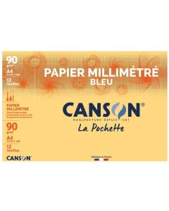 Papier Millimétré Bleu A4 CANSON Lot de 12 feuilles
