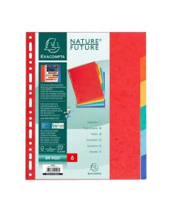 Jeu de 6 Intercalaires A4 maxi en carte lustrée - Assortiment EXACOMPTA